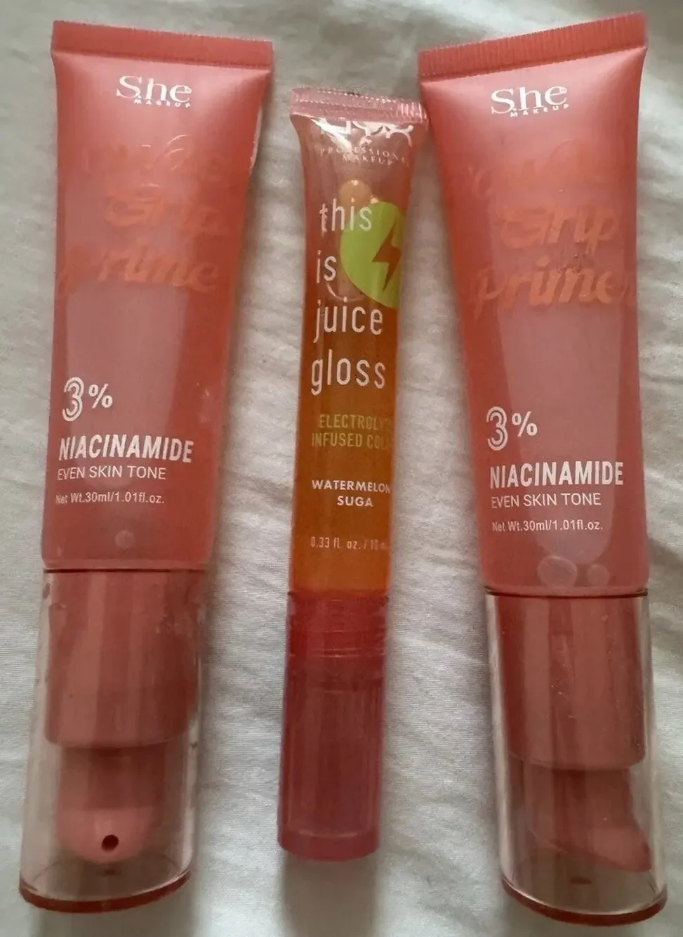 NYX This Is Juice Gloss + S.he Grip Primer Lot 3 Niacinamide Makeup New